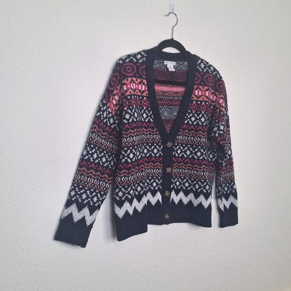 Cupcakes & Cashmere Fair Isle Cardigan Sz S Button Front Nordic Cabin Holiday - Picture 3 of 10